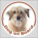Circle sticker "Dog on board" 15 cm, Fawn Pyrenean Shepherd Head