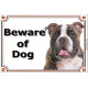 Brindle American Bully head, portal Sign "Beware of Dog" Gate plate photo notice
