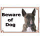Portal Sign, 2 Sizes Beware of Dog, Brindle English Bull Terrier head, Gate plate