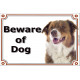 Portal Sign, 2 Sizes Beware of Dog, Red Tricolor Australian Shepherd head, Gate plate Aussie Tricolour