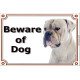 Portal Sign, 2 Sizes Beware of Dog, White American Bulldog head, Gate Plate