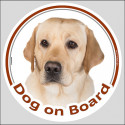Circle sticker "Dog on board" 15 cm, Yellow Labrador Head