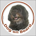 Circle sticker "Dog on board" 15 cm, Black Pyrenean Shepherd Head