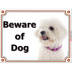 Bichon Frise head, portal Sign "Beware of Dog" 2 Sizes A