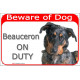 Portal Sign red 24 cm Beware of Dog, Merle Beauceron on duty, Gate plate French Beauce Shepherd Arlequin