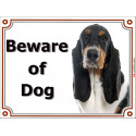 Portal Sign, 2 Sizes Beware of Dog, Tricolor Basset Hound head
