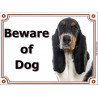 Portal Sign, 2 Sizes Beware of Dog, Tricolor Basset Hound head, Gate plate Hund