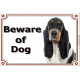 Portal Sign, 2 Sizes Beware of Dog, Tricolor Basset Hound head, Gate plate Hund