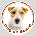 Jack Russell, car circle sticker "Dog on board" 15 cm