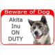 Red Portal Sign red "Beware of Dog, Brindle Japanese Akita Inu on duty" Gate plate photo notice, Door plaque