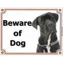Portal Sign, 2 Sizes Beware of Dog, Black Cane Corso head