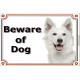 White Shepherd head, portal Sign "Beware of Dog" Photo Gate plate, Portal Placard Canadian American notice