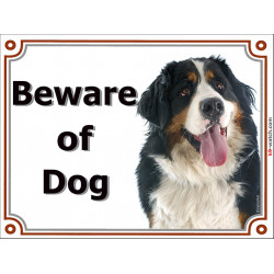 Portal Sign, 2 Sizes Beware of Dog, Bernese Mountain Dog head, Gate plate portal placard panel Berner Cattle Sennenhund