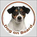 Circle sticker "Dog on board" 15 cm, Tricolour Jack Russell Terrier Head