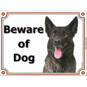 Portal Sign, 2 Sizes Beware of Dog, Dutch Shepherd head