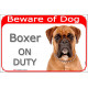 Portal Sign red 24 cm Beware of Dog, Brown Fawn Boxer on duty, Gate Plate german orange portal placard panel