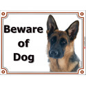 Portal Sign, 2 Sizes Beware of Dog, Short-Hair German Shepherd head