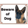 Portal Sign, 2 Sizes Beware of Dog, Short-Hair German Shepherd head, Gate plate Medium Haired GSD Portal placard panel