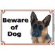 Portal Sign, 2 Sizes Beware of Dog, Short-Hair German Shepherd head, Gate plate Medium Haired GSD Portal placard panel