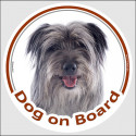 Circle sticker "Dog on board" 15 cm, Grey Pyrenean Shepherd Head
