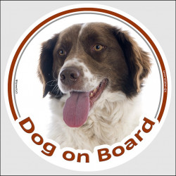 Circle sticker "Dog on board" 15 cm, Liver Brittany Spaniel Head