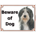 Portal Sign, 2 Sizes Beware of Dog, Black and White Bearded Collie head
