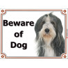 Portal Sign, 2 Sizes Beware of Dog, Black and White Bearded Collie head, Gate plate, portal placard panel collie sheepdog