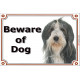 Portal Sign, 2 Sizes Beware of Dog, Black and White Bearded Collie head, Gate plate, portal placard panel collie sheepdog