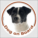 Circle sticker "Dog on board" 15 cm, Black and White Jack Russell Terrier Head