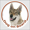Czechoslovakian Wolfdog, circle sticker "Dog on board" 15 cm
