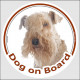 Lakeland Terrier, car circle sticker "Dog on board" Label adhesive decal photo notice Patterdale