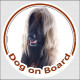 Circle sticker "Dog on board" 15 cm, Red black mask Afghan Hound Head, decal adhesive car label
