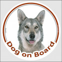 Circle sticker "Dog on board" 15 cm, Saarloos Wolfdog Head