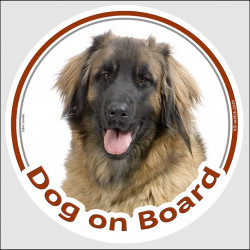 Leonberger Head circle sticker "Dog on board" Decal label adhesive car Leo photo notice