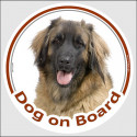 Leonberger, car circle sticker "Dog on board" 15 cm