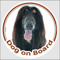 Circle sticker "Dog on board" 15 cm, Black and Tan Afghan Hound Head