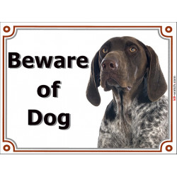 German Shorthaired Pointer, Portal Sign "Beware of Dog" Door plate photo notice, portal placard, GSP Deutscher kurzhaarige