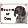 German Shorthaired Pointer, Portal Sign "Beware of Dog" Door plate photo notice, portal placard, GSP Deutscher kurzhaarige
