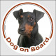 Circle sticker "Dog on board" 15 cm, Manchester Terrier Head, decal label car adhesive photo notice