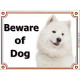 Portal Sign, 2 Sizes Beware of Dog, Samoyed head, placard portal door plate panel Bjelkier, Samoiedskaya Sobaka, Nenetskaya Laik