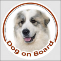 Great Pyrenees, car circle sticker "Dog on board" 15 cm