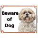 Portal Sign, 2 Sizes Beware of Dog, gold & white Shih Tzu head, portal placard, door plate, panel