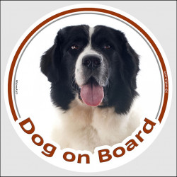 Landseer, car circle sticker "Dog on board" decal car label adhesive photo notice
