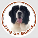Landseer, car circle sticker "Dog on board" 15 cm