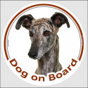 Circle sticker "Dog on board" 15 cm, Spanish Galgo Head