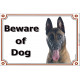 Belgium Shepherd Malinois head, portal Sign "Beware of Dog" Door plate, gate panel, Portal placard Belgian photo notice