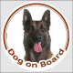 Circle sticker "Dog on board" 15 cm, Belgium Shepherd Malinois Head, decal adhesive car label belgian dark