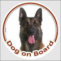 Malinois, circle sticker "Dog on board" 15 cm