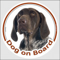 German Shorthaired Pointer, car circle sticker "Dog on board" 15 cm