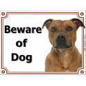 Portal Sign, 2 Sizes Beware of Dog, Red Staffie head